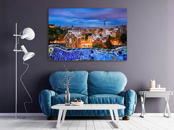 Wandbild | Park Guell in Barcelona bei Nacht
