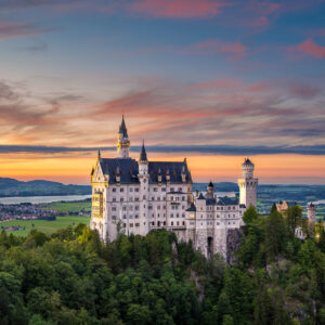 Neuschwanstein Castle at sunset