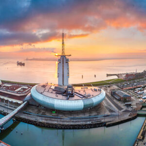 Panoramic view of the New Harbour in Bremerhaven