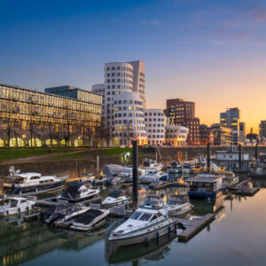 Medienhafen in Dusseldorf at sunset