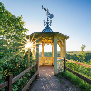 Pavillon Hoher Kleef in Harz at sunset